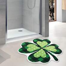 St. Patrick's Day Bathroom Mat, Clover Bath Mat, Non-Slip Farmhouse Style Irish Clover Bathroom Doormat, Shower Tub Carpet, Home Decor - Multicolor - View 11