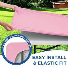 Fitted Tablecloth For 6 Foot Rectangle Tables-6 Pack Pink Elastic Outdoor Picnic Table Cover-Spandex Stretch Folding Table Cloths 6 Ft For Camping Dining Room Patio Kitchen Banquet Party,30''x72''|6Pack,Pink - 粉色 - 查看 6
