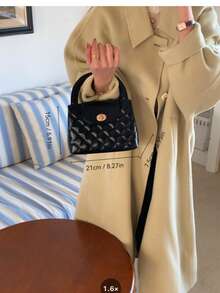 2024 New Summer Elegant Rhombus Handbag For Women, High-End Tote Bag & Shoulder Bag - Black - View 3