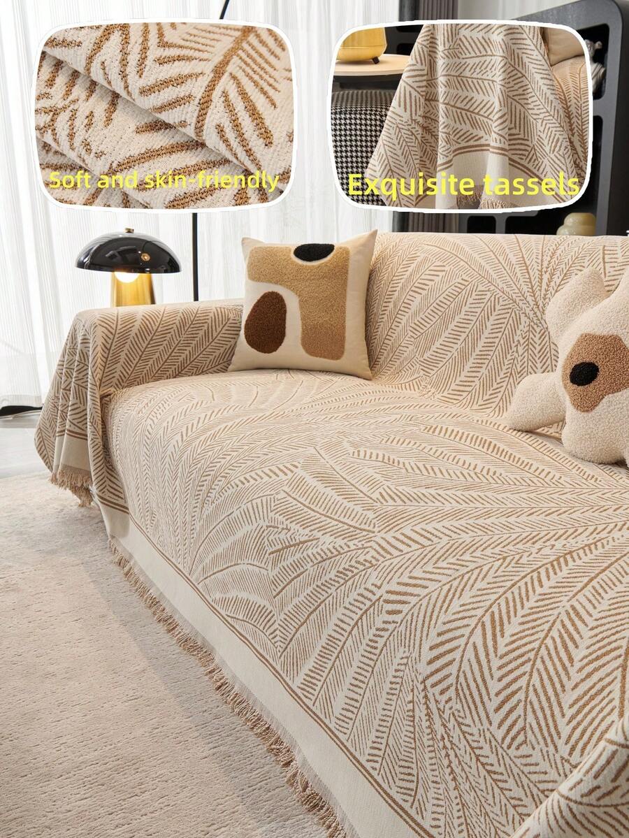 1pc Saint Paul Sofa Cover, Luxurious Minimalist Sofa Slipcover, Dust-Proof, Anti-Slip, Anti-Scratch, Suitable For All Seasons, Living Room, Bedroom, Study, Party Venue, Fits 1-4 Seater Sofa, L-Shaped Sofa, Decorative Sofa, Sofa Protection - Khaki - View 1