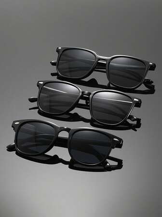 3pcs Plastic Geometric Full Frame Modern Simple Style Men Fashion Glasses For Summer Driving Daily Life Camping Street-Photography Vacation Outfits Family Outings Outdoor Casual Activities Suitable For All Face Shapes