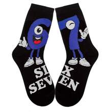 1 Pair Men's Mid-Calf Socks With 67 Numeric Pattern, Fashionable Hip-Hop Design, Suitable For Both Men And Women - Black - View 6