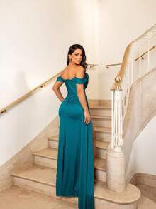 Elegant Asymmetrical Zipper Wedding Party - Emerald Green - View 2