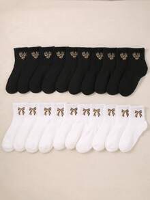 20 đôi tất ngắn co giãn họa tiết da báo, nơ và trái tim dành cho bé gái, thích hợp mặc hàng ngày và đồng phục học sinh (1-16 tuổi), bán chạy. - Nhiều màu - Xem 4