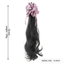 Extensión de coleta de satén morado con cordón - Pieza de cabello trenzado rizado largo, accesorio de cabello sintético realista para aumentar el volumen - Multicolor - Ver 15