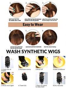 Elegant Clip-On Bangs Wig - Synthetic Fiber, Natural Look, No Adhesive Needed, Perfect For Daily Styling And Forehead Coverage, Suitable For All Races Women With Natural Wavy Hair - Multicolor - View 9