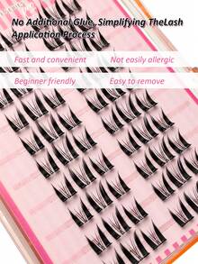 Sibeuna 60/120/180pcs Glue-Free Single Cluster C 0.07mm Cartoon Style Natural Cluster False Eyelashes, 10 Rows Glue-Free Natural Long False Eyelash Clusters For Women's Eye Makeup, Party, Club Makeup Tool - C - 查看 2