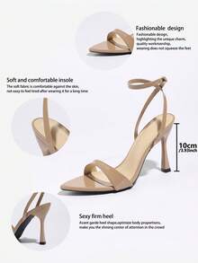 Elegante Riemchen-Spitze-High-Heel-Sandalen, vielseitig einsetzbar für formelle Anlässe, Partys, Hochzeiten, Aufführungen, Outdoor, Reisen, Feiertage (Valentinstag, Muttertag, Frauentag, Weihnachten, Erntedankfest), Frühlings- und Sommeroutfits - Khaki - Übersicht 9