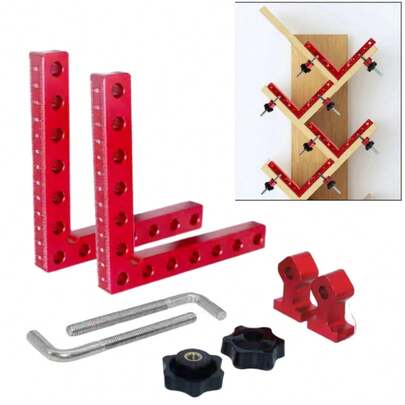 3 Piecesset Of Woodworking Right Angle Fixtures, 140mm 90 ° Positioning Blocks, Aluminum Alloy Right Angle Positioning Ruler, Precision Angle Fixing Tool, Right Angle Clamp Combination Tool, Height Ruler Woodworking Tool, Used For Cabinet Making, Furniture Assembly, And DIY Woodworking Projects