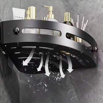 Estantería de esquina para ducha, estantería de almacenamiento de esquina para baño, estantería de ducha de esquina sin taladro, organizador de ducha montado en la pared (apto para baño/cocina)