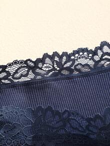 7pcs Solid Color Cotton Lace Patchwork Ribbed Sexy Romantic Comfortable Low Waist Women's Triangle Panties - Multicolor - View 3