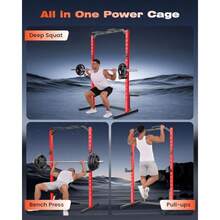 Squat Rack Multi-Function Power Cage Rack With Adjustable Weight Bench Squat Rack With Pull-Up Bar J-Hooks More Training Attachment For Home Gym - Squat Rack With WheelsBench - View 5