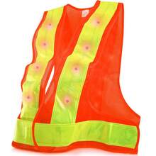 Chaleco con luz LED de alta visibilidad, chaleco reflectante, chaleco reflectante de tráfico para exteriores, reflector de advertencia nocturna. - Naranja - Ver 1