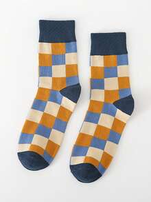 1双复古格子中筒袜，百搭中筒袜，韩式/日式/英式风格 - 彩色 - 查看 9