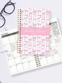 Trees A5 Spiral Monthly Planner 2026.1-2026.12 – 2026 Full-Year Calendar Book With Notes, To-Do Lists & Monthly Overview Pages – Great For Office, School & Home,Office Desk Accessories,Perfect Gifts For Women - Pink - View 1