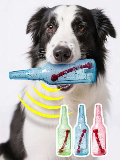 Colorful Squeaky Wine Bottle Chew Toy For Medium/Large Dogs, Interactive Pet Toy For Teeth Cleaning And Grinding
