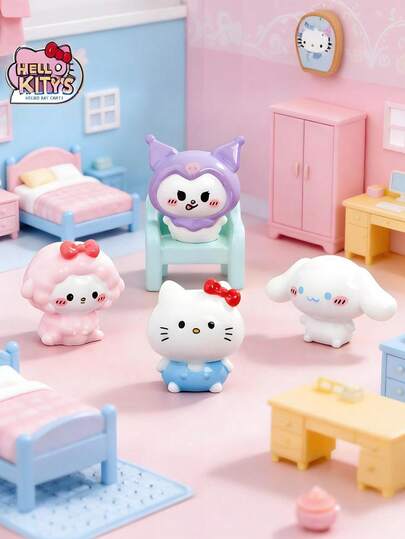 Sanrio 卡通豆豆猫雪莉猫玩偶小动物摆件，可爱猫咪摆件