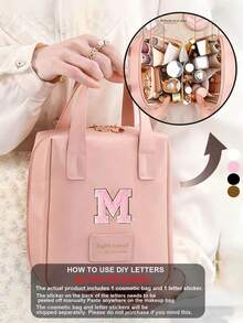 1/2 件装多层贝壳形化妆包，字母图案化妆品收纳袋，便携式皮革防水化妆品整理包，化妆包，旅行化妆包，化妆品收纳整理包，旅行必备