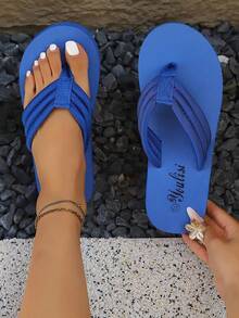 Chinelos Femininos - Estilo Europeu e Americano, Leves e Confortáveis, Sandálias Casuais de Dedos - Sandálias de Praia Tamanho 36-45 - Azul - Visão 5