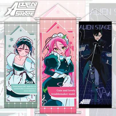 ALIENSTAGE 异形舞台周边挂画丝绸布海报，动漫 Mizisuatillivanluka 史迪奇玩具，旅行玩具，课堂减压玩具，迷你小物，洗澡玩具，圣诞文具，压力球 - 生日礼物，圣诞礼物，万圣节礼物，完美礼物，礼物