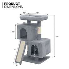 Cat Tree, 34 Inch Cat Tree Tower With 2 Cat Condo, Cat Tower With Scratching Post & Sisal-Covered Scratching Board, Cat Climbing Tower, Cat Tree For Indoor Cats - Light Grey - View 7