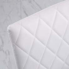 Dining Chair Set For 4 People, Kitchen Chair With Armrests, Faux Leather, Metal Legs With Cushions, White - White - View 6