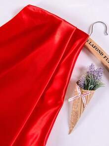 1 Pc Silky Shiny Satin Fabric, Suitable For Making Wedding Dresses, Fashion Art Clothing, Decorative Fabric, And DIY Handmade Garment Fabric. - Red - View 4