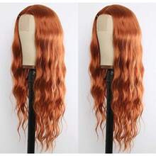 DGinger Orange Color Lace Front Wigs Loose Wave Wigs For Fashion Women Heat Resistant Natural Wave Auburn Wigs Long Wavy Synthetic Hair Replacement Wigs 24 Inch Light Brown Wig - 薑橙棕色 - 查看 3