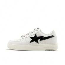 A BATHING APE Bape Lace-Up Metal Eyelet Casual Sneakers, Suitable For Home Wear, All Seasons - White Black - View 9