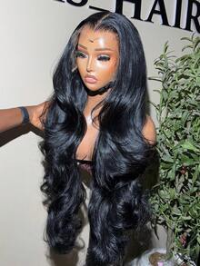 34Inch 13x4 HD Lace Body Wave Lace Front Wig Full Cuticle Wavy Lace Frontal Wig For Women 13x6 Full Edges Body Wave Lace Front Human Hair Wigs For Girls Makeup Body Wave Wig With Baby Hair Pre Plucked Pre Cut 5x5 HD Body Wave Lace Closure Wigs Human Hair For Women Headband Glueless Human Hair Wig Wear To Go Natural Black - Natural Black - 查看 5