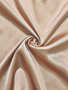 Blusa de satén con cuello en V y mangas abullonadas, corte regular, nuevo estilo para primavera/otoño - Champán - Ver 6