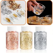 24K食用金箔，金箔片，适用于蛋糕装饰、牛排装饰、烹饪、饮品、食品、甜点等。 - 彩色 - 查看 5