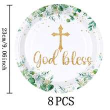 7/9 Inch Cross-Shaped Disposable Plate Set, Party Plates, Includes Disposable Paper Plates, Cups, Napkins, Suitable For Wedding, Engagement, Birthday, Wedding Party Tableware - Multicolor - View 9