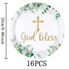 7/9 Inch Cross-Shaped Disposable Plate Set, Party Plates, Includes Disposable Paper Plates, Cups, Napkins, Suitable For Wedding, Engagement, Birthday, Wedding Party Tableware - Multicolor - View 6