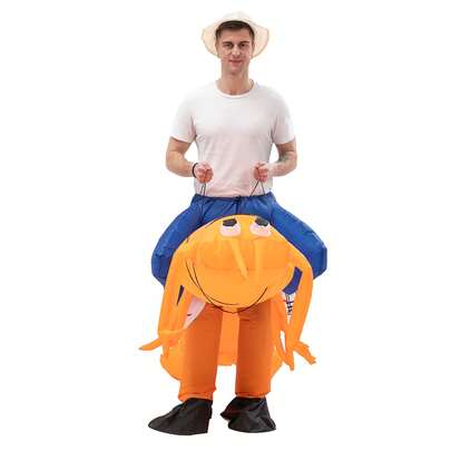 1pc Inflatable Shrimp Costume, Suitable For Height 1.5-2m, Comes With Air Blower (Batteries Not Included)