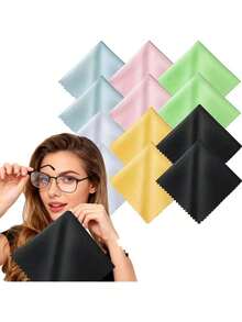 Ściereczka z mikrofibry do czyszczenia okularów, odpowiednia do przecierania ekranów smartfonów, biżuterii, pianin, soczewek, zegarków i innych. Wielokrotnego użytku, antykurzowa ściereczka do polerowania soczewek, wilgotne chusteczki do czyszczenia soczewek. - Wielokolorowe - Zobacz 8