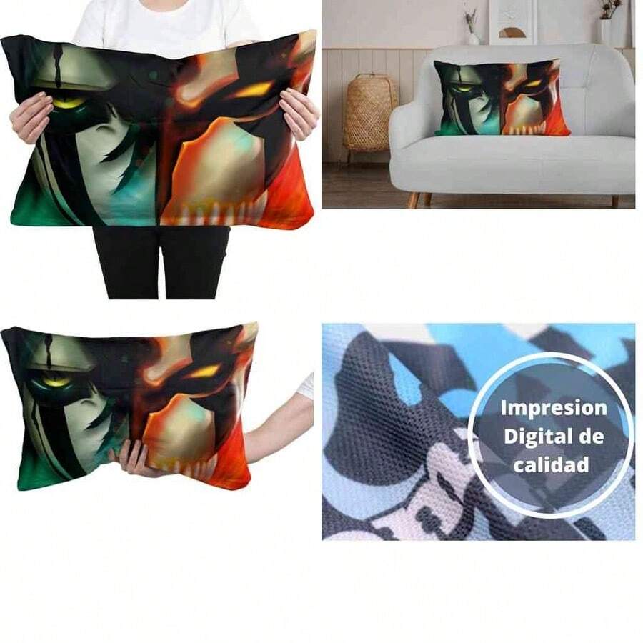 Cojin Almohada | Ichigo Kurosaki y Ulquiorra Cifer Bleach | Con Relleno Decorativo Poliester Suave Hogar | Listo Para Usar Diseo Artistico Durable | Anime Manga (con Relleno 35x50cm) (35x50cm) - 35 x 50 cm (paquete de 1) - Ver 1
