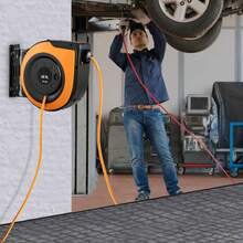 30ft To 65ft Retractable Extension Cord Reel Heavy Duty SJTOW Power Cord With Lighted Triple Tap Outlet Circuit Breaker Up To 15 Amp 180° Swivel Bracket, Suitable For Ceiling Or Wall Mount In Garages And Shops, ETL And UL Listed - 65ft 12AWG/3C - View 2