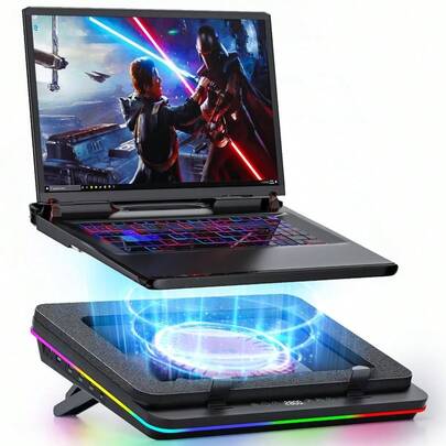 GT600 RGB Almohadilla de refrigeracin para laptop equipada con turboventilador gigante 5.5 pulgadas de dimetro, espuma sellada para enfriamiento rpido de laptop gaming, enfriador de laptop