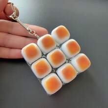 1pc Caramel Bread Shaped Keychain, Mechanical Keyboard Switch Tester, Keyring, Desktop Decor, Phone Charm, Creative Fidget Toy - Multicolor - View 8