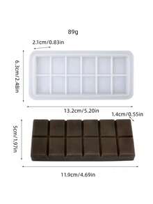 1pc Chocolate Bar Shaped Silicone Candle Mold, DIY Plaster Fragrance Stone Home Decor Silicone Mold - White - View 2