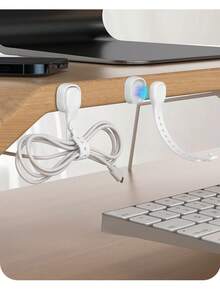 Magnetic Cable Organizer Ties, Data Cable Management Clips, Magnetic Hook & Loop Cable Ties - Multicolor - View 3