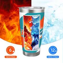 Dolphins  Team Gift For Men Dad Grandpa Husband Funny 20Oz Stainless Steel Tumbler Cup Man, Car Lovers Travel With Christmas Gifts Made In USA Sports Coffee Mug,Stainless Steel,Insulated,Classic Collection Fans - 銀色 - 查看 5