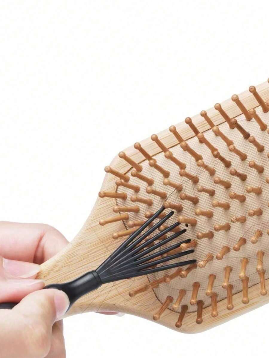 2件套发梳清洁套装 - 包括梳子清洁器、鬃毛刷、迷你刷，用于清洁发梳和发刷 - 彩色 - 查看 1