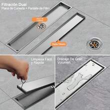 Drenaje de Piso de Bao Acero Inoxidable: Coladera de Desage Lineal Exterior, Coladera Antiolor para Regadera, Drenaje Ducha Barra Larga SUS304Tapadera Desmontable, para Bao Aseo Cocina (10*50cm) - Estilo 3 (10*50cm) - Ver 6