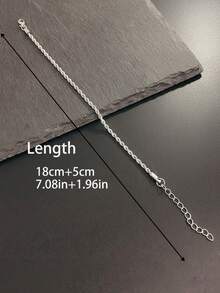 1 pieza Brazalete de cadena de cuerda retorcida de acero inoxidable para hombres, regalo simple y genial