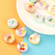10个混合亮泽奶油甜甜圈DIY奶油凝胶手机壳、发夹、手机挂饰、吊坠配件 - 奶油甜甜圈 - 查看 8