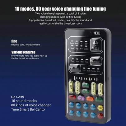 I9 Voice Changer Set Multifunction Portable Recording Mini Sound Card For Game Anchor Recording Computer English Version