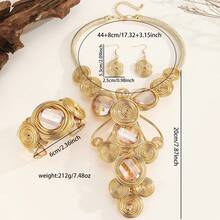 一套手工夸张多层铝丝编织树脂链波西米亚风欧式中东韩式晚宴派对假日女士人造水晶项链耳环手链 - 綠色 - 查看 3