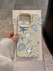 1pc White Starfish & Shell Pattern Full Coverage TPU Shockproof Phone Case, Compatible With IPhone 16, 15, 14, 13, 12, 11 Pro Max, Series - Kiểu 3 (1 cái) - Xem 4